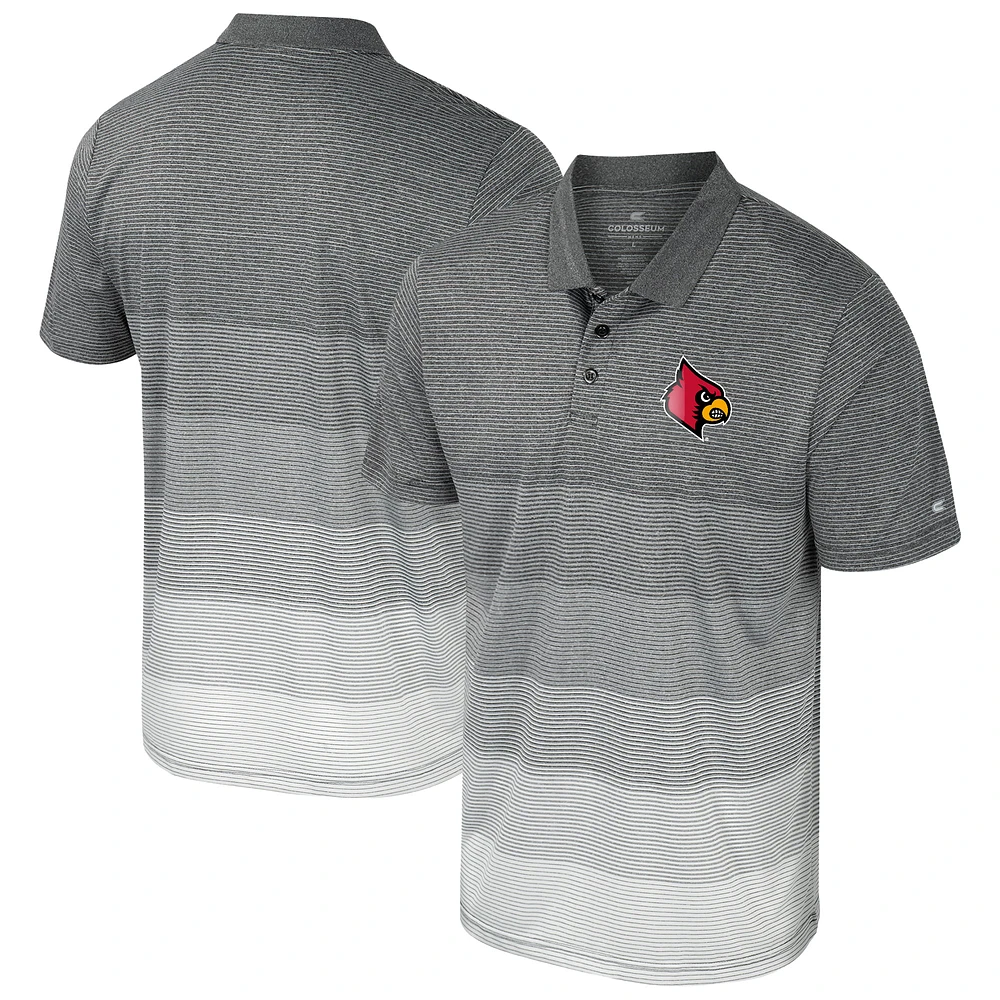 Men's Colosseum Gray Louisville Cardinals Striped Mesh Polo