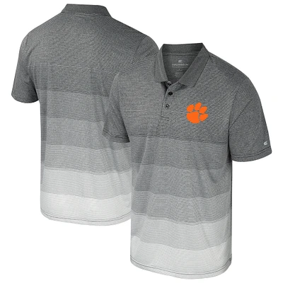 Men's Colosseum Gray Clemson Tigers Striped Mesh Polo