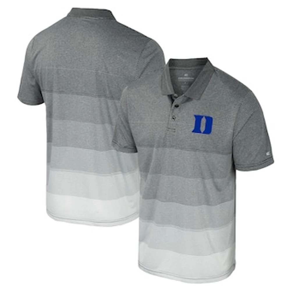 Men's Colosseum Gray Duke Blue Devils Striped Mesh Polo