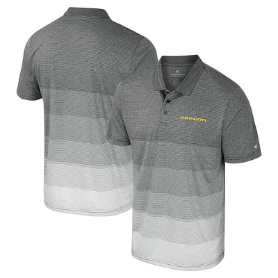 Men's Colosseum Gray Oregon Ducks Striped Mesh Polo