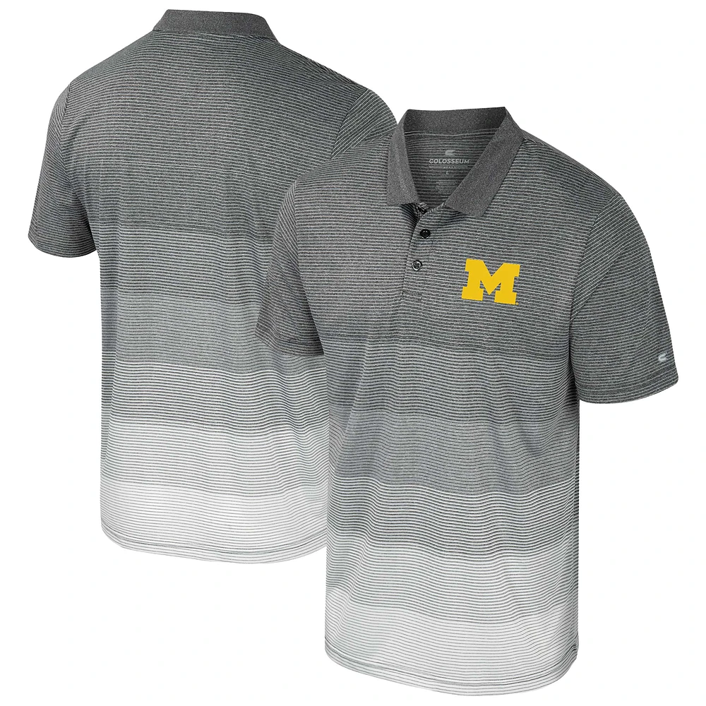 Men's Colosseum Gray Michigan Wolverines Striped Mesh Polo