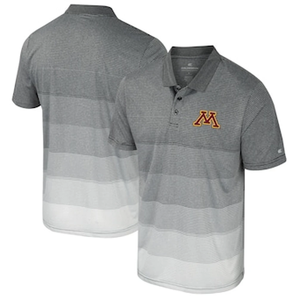 Men's Colosseum Gray Minnesota Golden Gophers Striped Mesh Polo