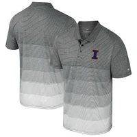 Men's Colosseum Gray Illinois Fighting Illini Striped Mesh Polo