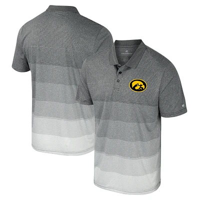 Men's Colosseum Gray Iowa Hawkeyes Striped Mesh Polo