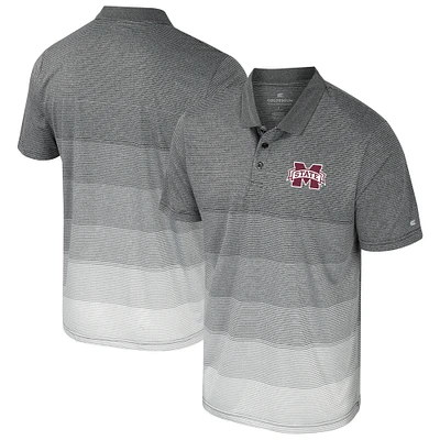 Men's Colosseum Gray Mississippi State Bulldogs Striped Mesh Polo