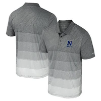 Men's Colosseum Gray Navy Midshipmen Striped Mesh Polo