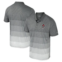 Men's Colosseum Gray NC State Wolfpack Striped Mesh Polo