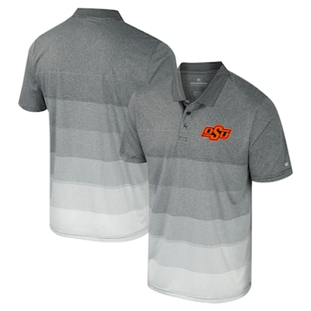 Men's Colosseum Gray Oklahoma State Cowboys Striped Mesh Polo