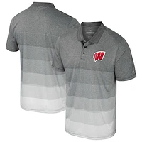 Men's Colosseum Gray Wisconsin Badgers Striped Mesh Polo