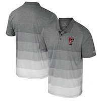Men's Colosseum Gray Texas Tech Red Raiders Striped Mesh Polo