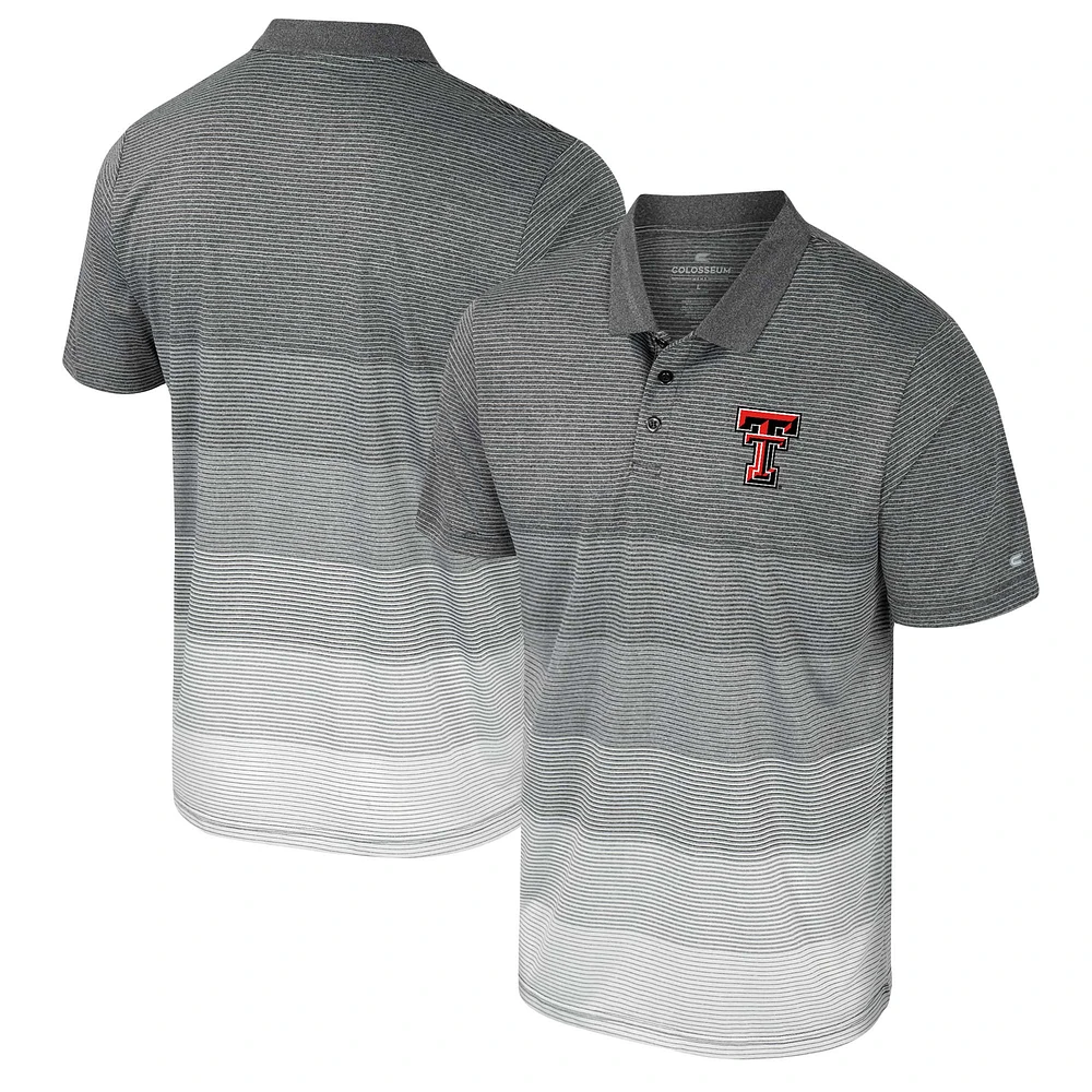Men's Colosseum Gray Texas Tech Red Raiders Striped Mesh Polo