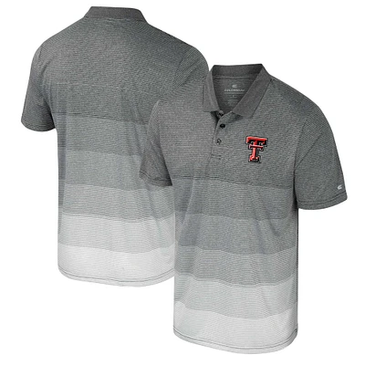 Men's Colosseum Gray Texas Tech Red Raiders Striped Mesh Polo