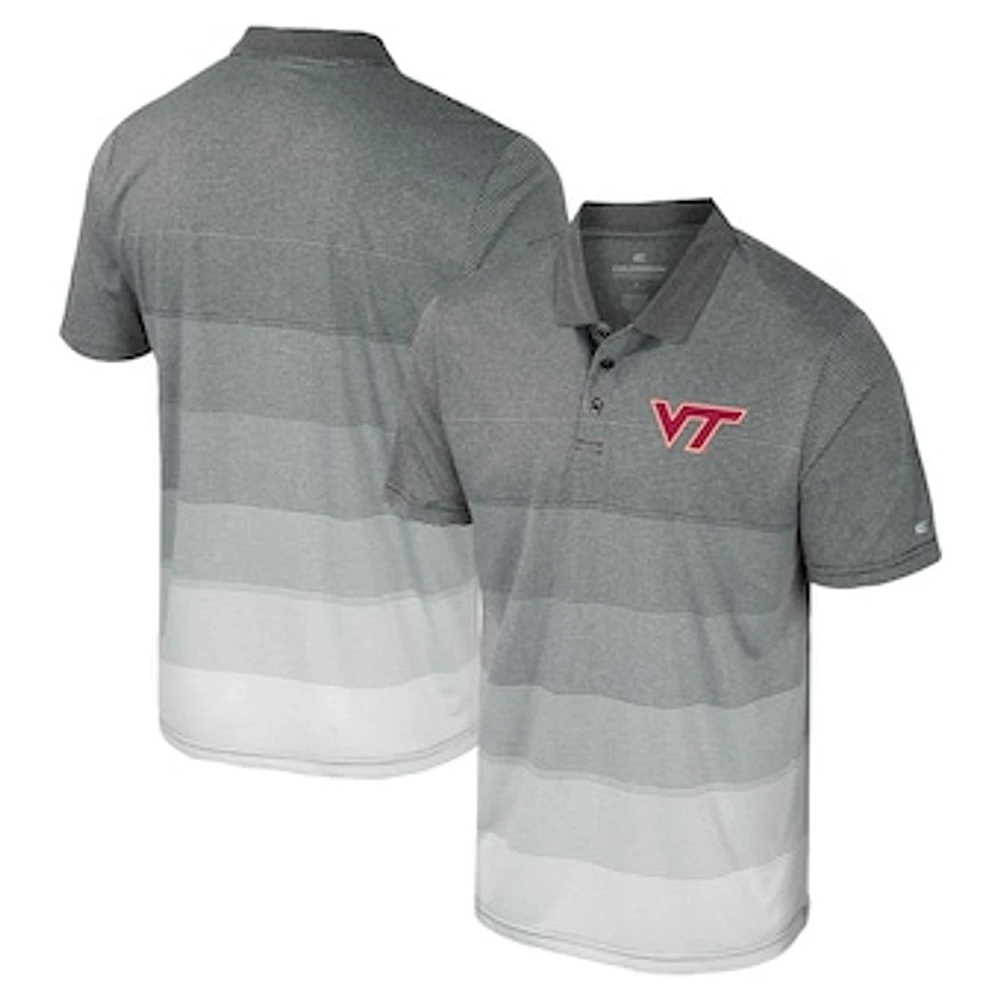 Men's Colosseum Gray Virginia Tech Hokies Striped Mesh Polo