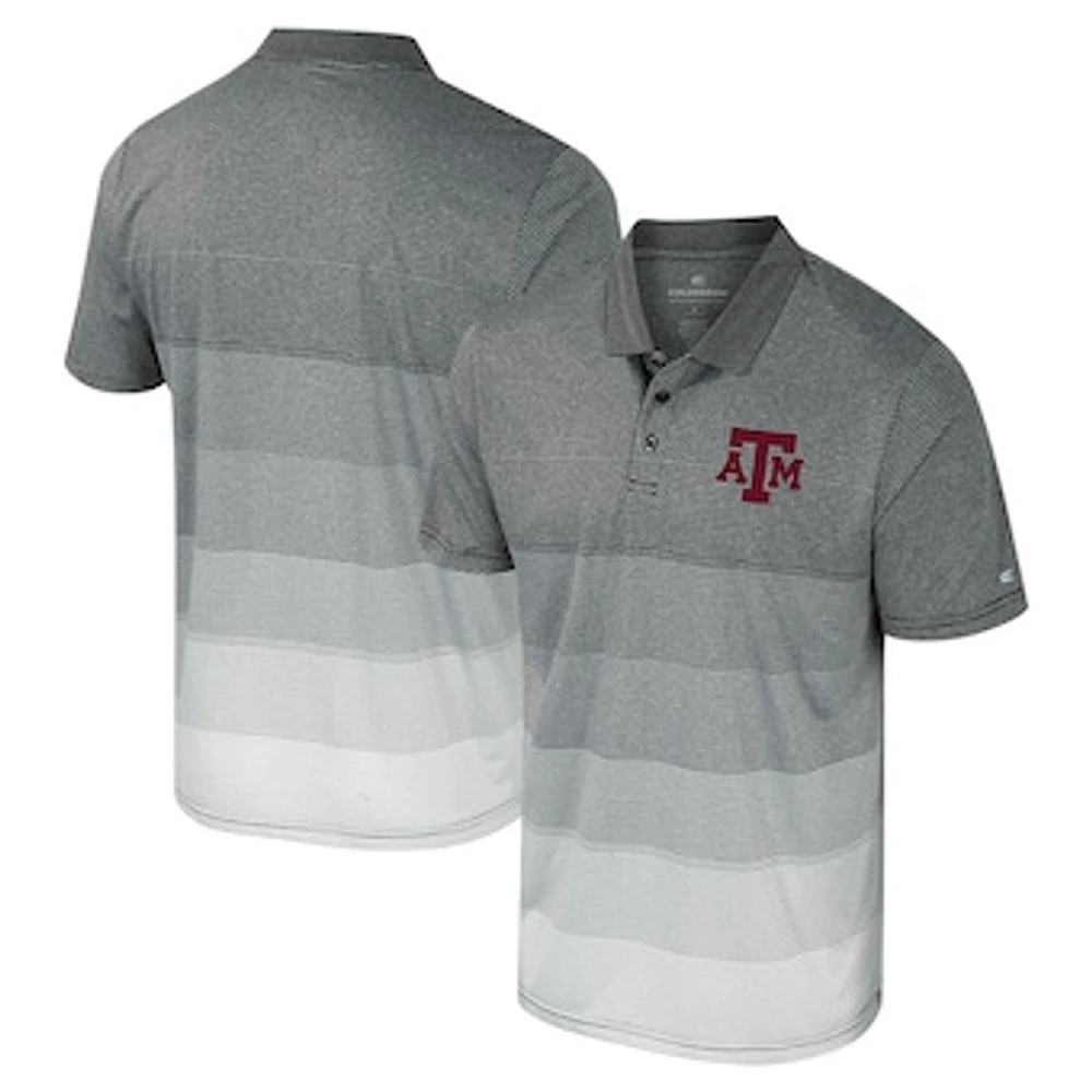 Men's Colosseum Gray Texas A&M Aggies Striped Mesh Polo