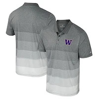 Men's Colosseum Gray Washington Huskies Striped Mesh Polo