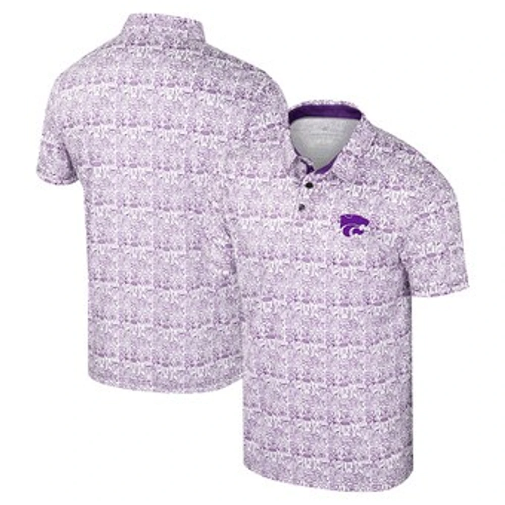 Men's Colosseum Purple Kansas State Wildcats It's Time! Allover Print Polo