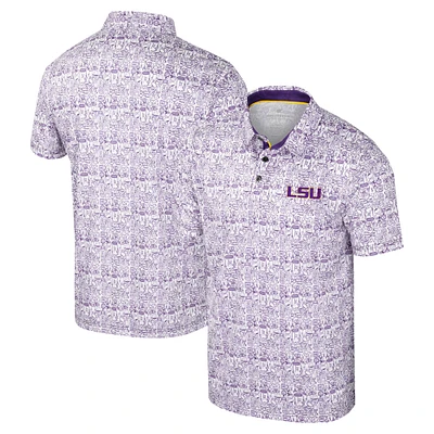 Men's Colosseum Purple LSU Tigers It's Time! Allover Print Polo