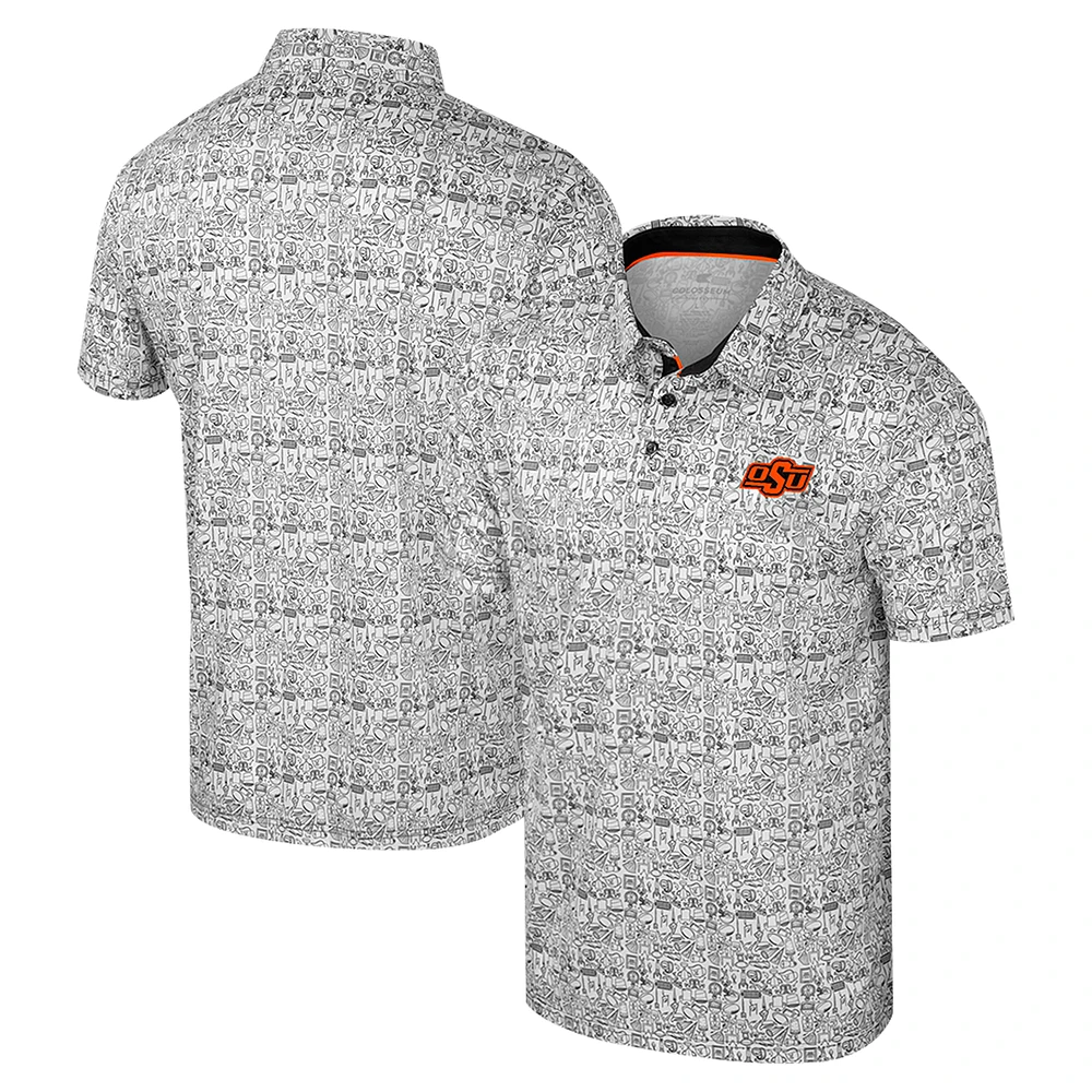 Men's Colosseum Orange Oklahoma State Cowboys It's Time! Allover Print Polo