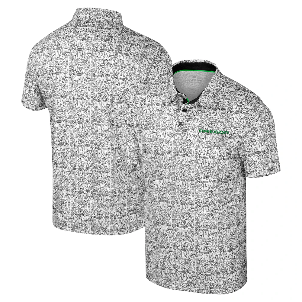 Men's Colosseum Green Oregon Ducks It's Time! Allover Print Polo