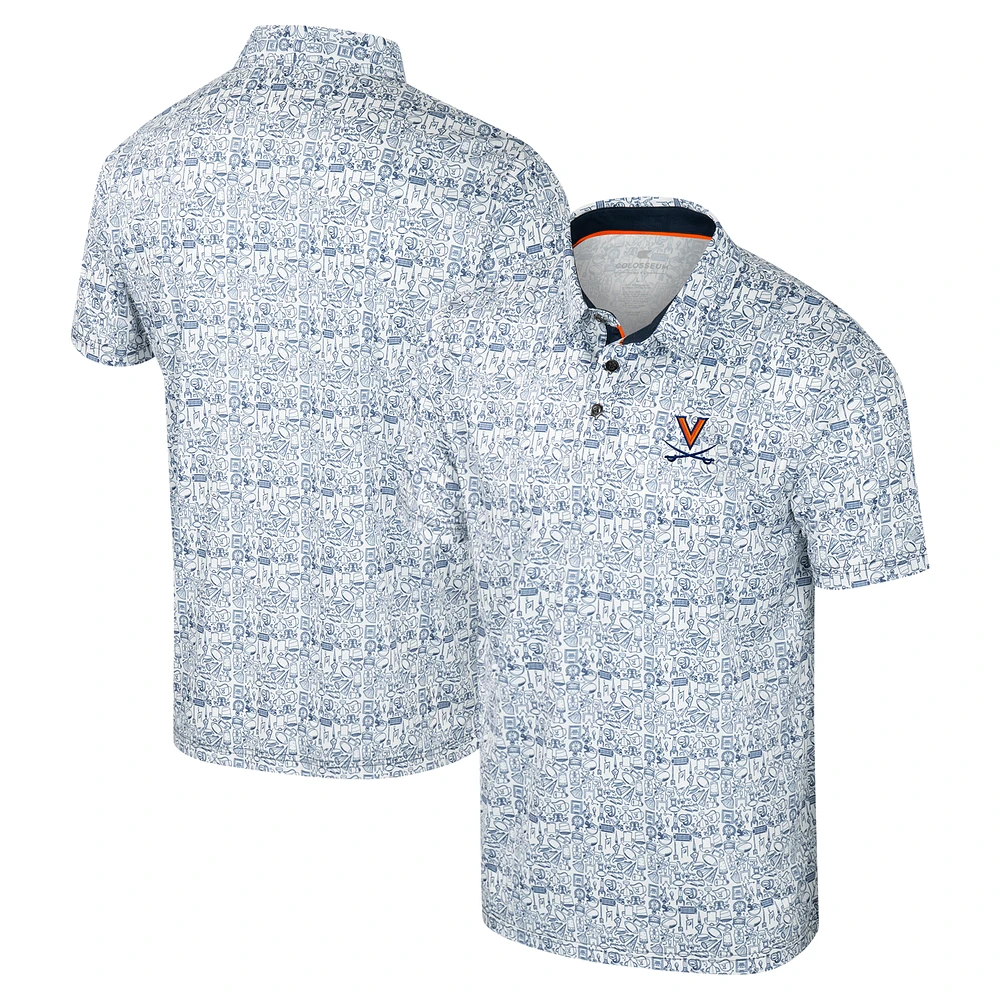 Men's Colosseum Navy Virginia Cavaliers It's Time! Allover Print Polo