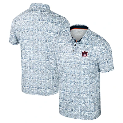 Men's Colosseum Navy Auburn Tigers It's Time! Allover Print Polo