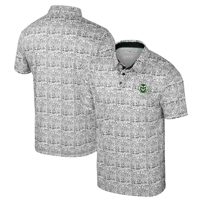 Men's Colosseum Black Colorado State Rams It's Time! Allover Print Polo