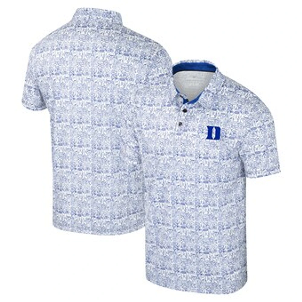 Men's Colosseum Royal Duke Blue Devils It's Time! Allover Print Polo