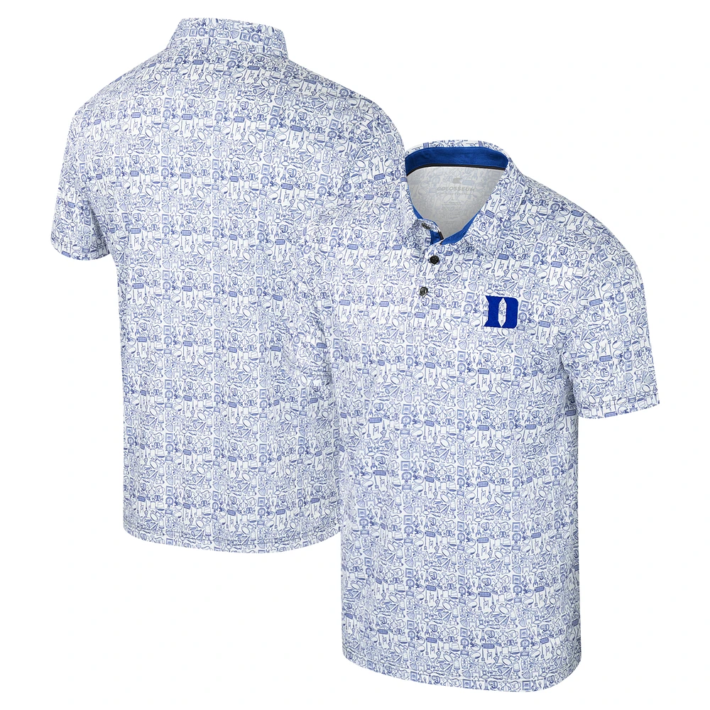 Men's Colosseum Royal Duke Blue Devils It's Time! Allover Print Polo