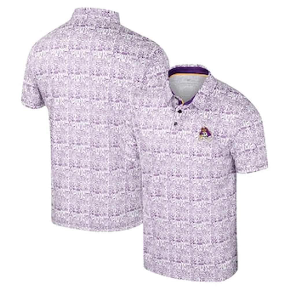 Men's Colosseum Purple ECU Pirates It's Time! Allover Print Polo