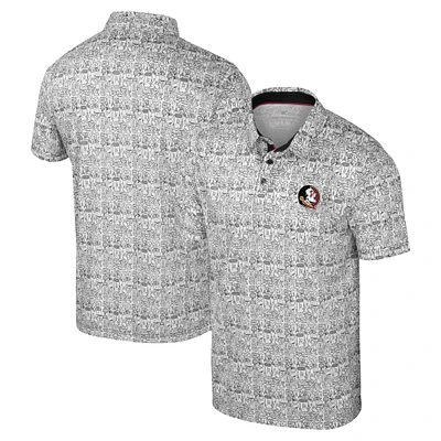 Men's Colosseum Black Florida State Seminoles It's Time! Allover Print Polo