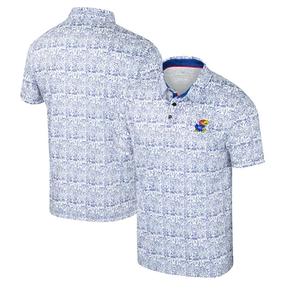 Men's Colosseum Royal Kansas Jayhawks It's Time! Allover Print Polo