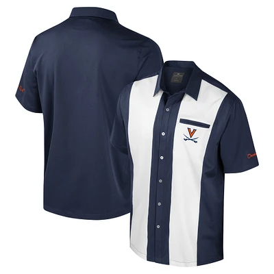 Men's Colosseum Navy Virginia Cavaliers Strike Bowling Button-Up Shirt