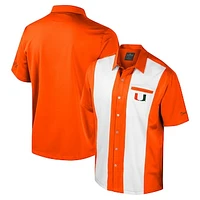 Men's Colosseum Orange Miami Hurricanes Strike Bowling Button-Up Shirt