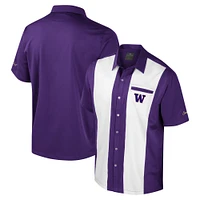 Men's Colosseum Purple Washington Huskies Strike Bowling Button-Up Shirt