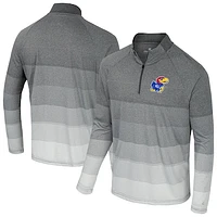 Men's Colosseum  Gray Kansas Jayhawks AI Striped Mesh Quarter-Zip Raglan Windshirt