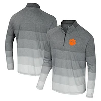 Men's Colosseum  Gray Clemson Tigers AI Striped Mesh Quarter-Zip Raglan Windshirt