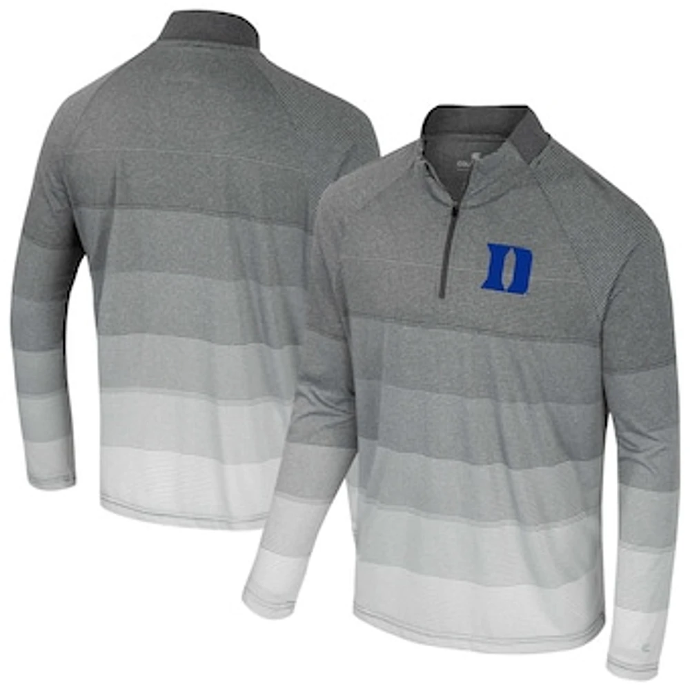 Men's Colosseum  Gray Duke Blue Devils AI Striped Mesh Quarter-Zip Raglan Windshirt