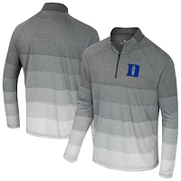 Men's Colosseum  Gray Duke Blue Devils AI Striped Mesh Quarter-Zip Raglan Windshirt