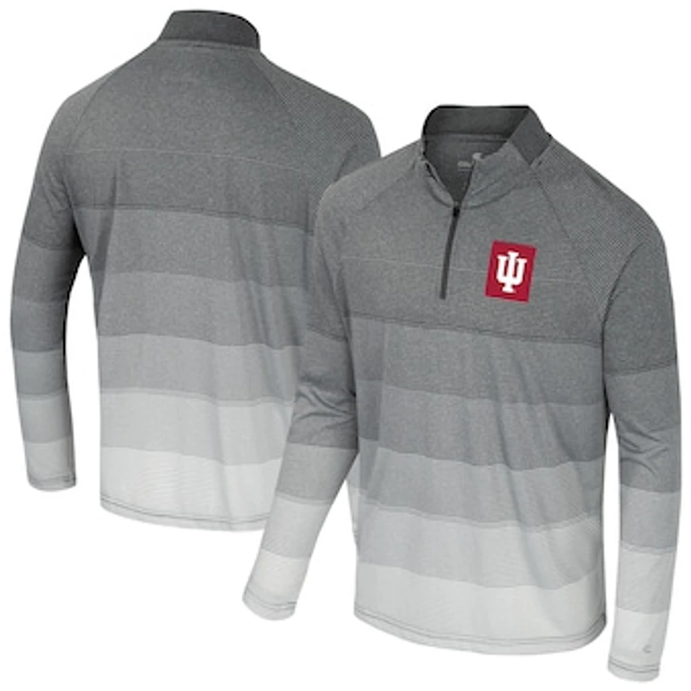 Men's Colosseum  Gray Indiana Hoosiers AI Striped Mesh Quarter-Zip Raglan Windshirt