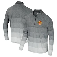 Men's Colosseum  Gray Iowa State Cyclones AI Striped Mesh Quarter-Zip Raglan Windshirt