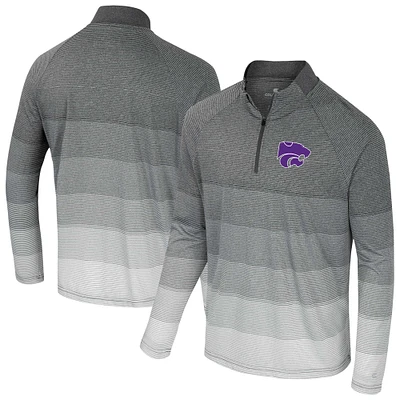 Men's Colosseum  Gray Kansas State Wildcats AI Striped Mesh Quarter-Zip Raglan Windshirt