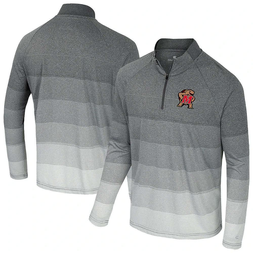 Men's Colosseum  Gray Maryland Terrapins AI Striped Mesh Quarter-Zip Raglan Windshirt