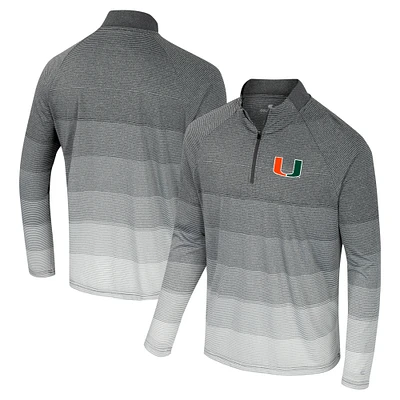 Men's Colosseum  Gray Miami Hurricanes AI Striped Mesh Quarter-Zip Raglan Windshirt