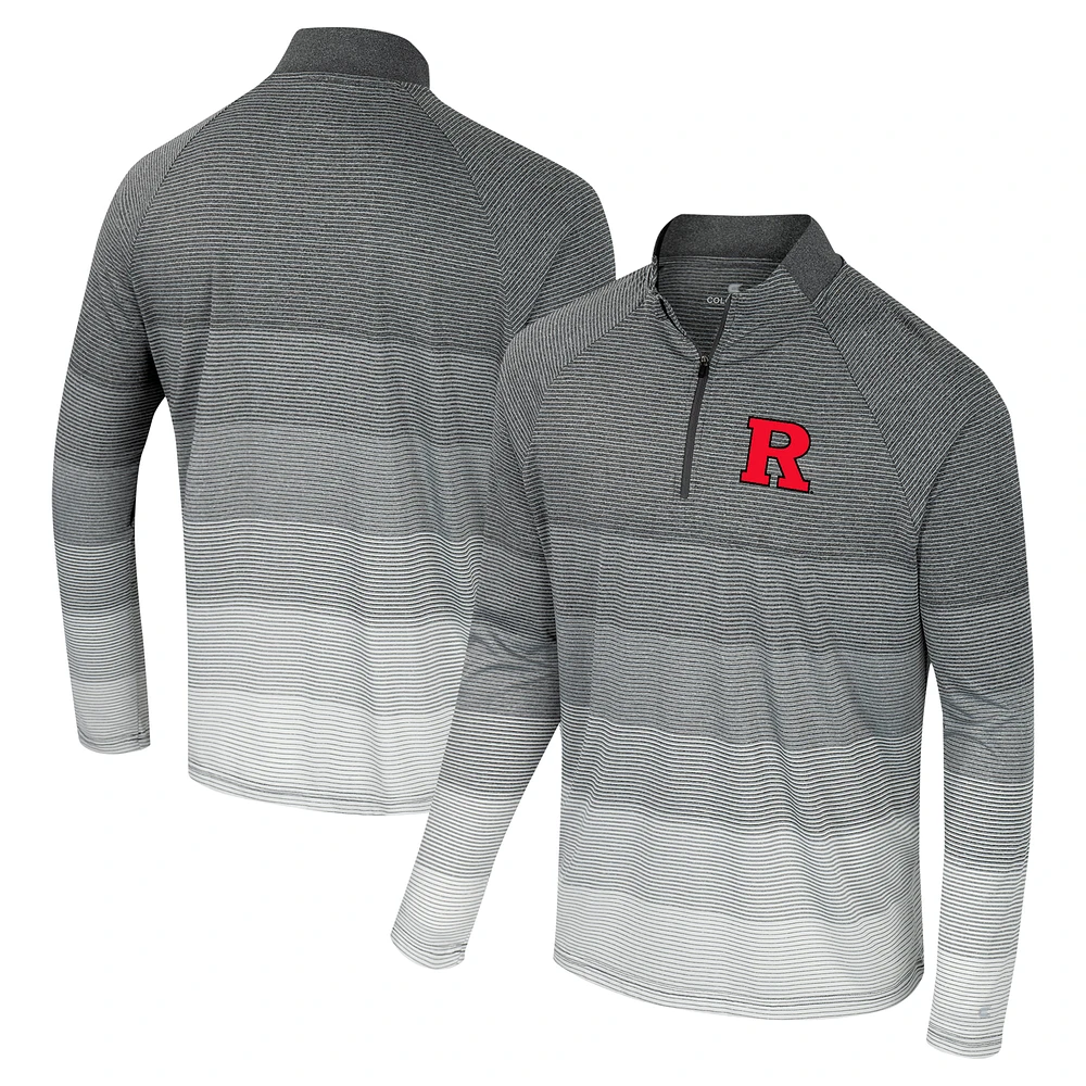 Men's Colosseum  Gray Rutgers Scarlet Knights AI Striped Mesh Quarter-Zip Raglan Windshirt