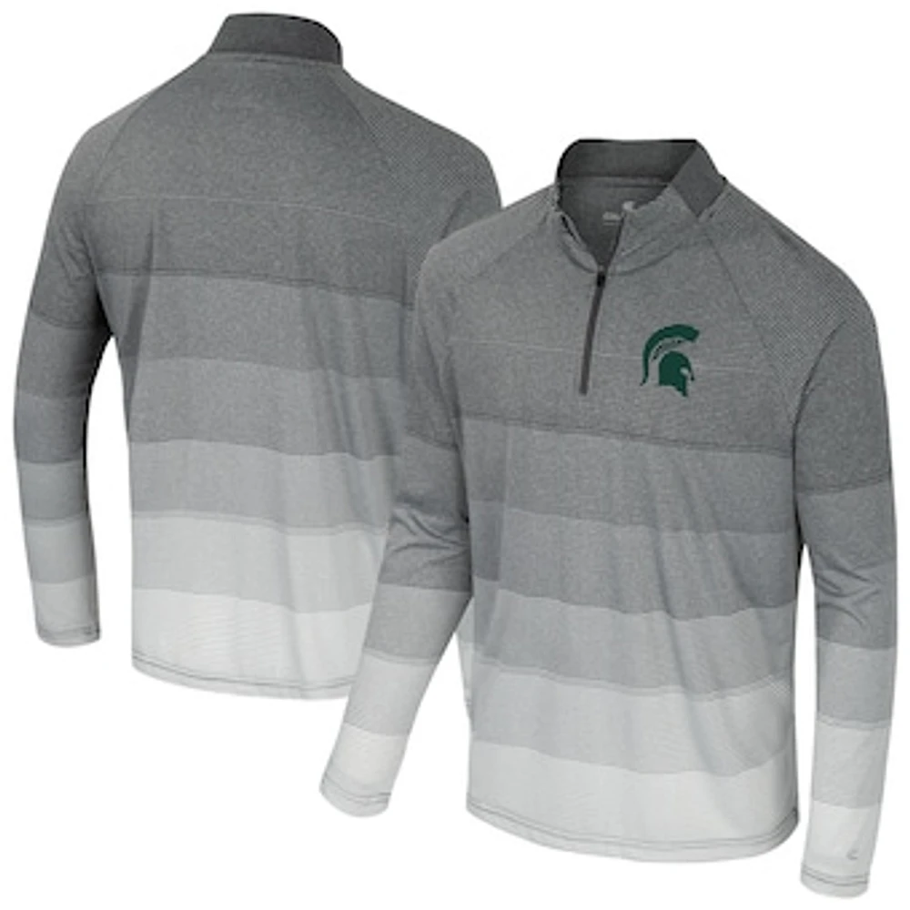 Men's Colosseum  Gray Michigan State Spartans AI Striped Mesh Quarter-Zip Raglan Windshirt