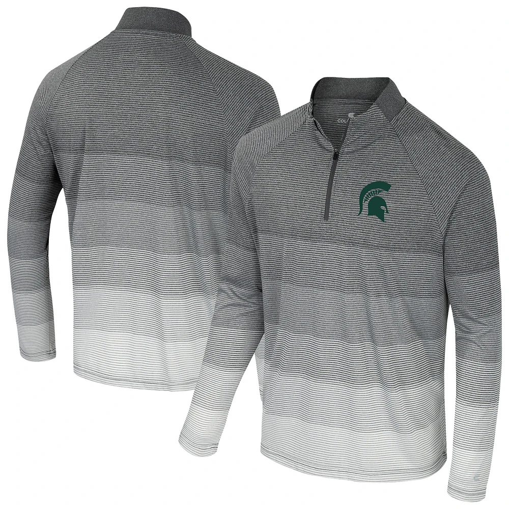 Men's Colosseum  Gray Michigan State Spartans AI Striped Mesh Quarter-Zip Raglan Windshirt