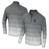 Men's Colosseum  Gray Navy Midshipmen AI Striped Mesh Quarter-Zip Raglan Windshirt