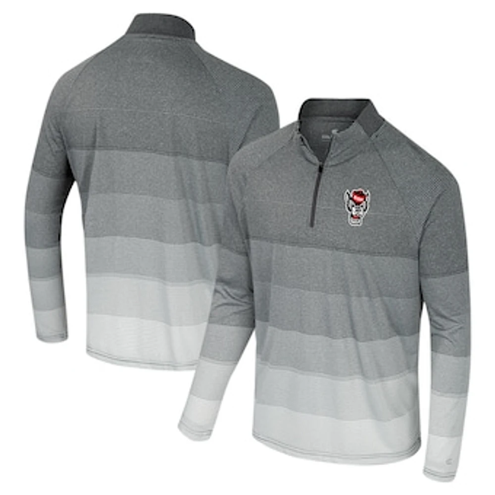 Men's Colosseum  Gray NC State Wolfpack AI Striped Mesh Quarter-Zip Raglan Windshirt