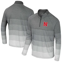 Men's Colosseum  Gray Nebraska Huskers AI Striped Mesh Quarter-Zip Raglan Windshirt