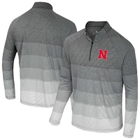 Men's Colosseum  Gray Nebraska Huskers AI Striped Mesh Quarter-Zip Raglan Windshirt